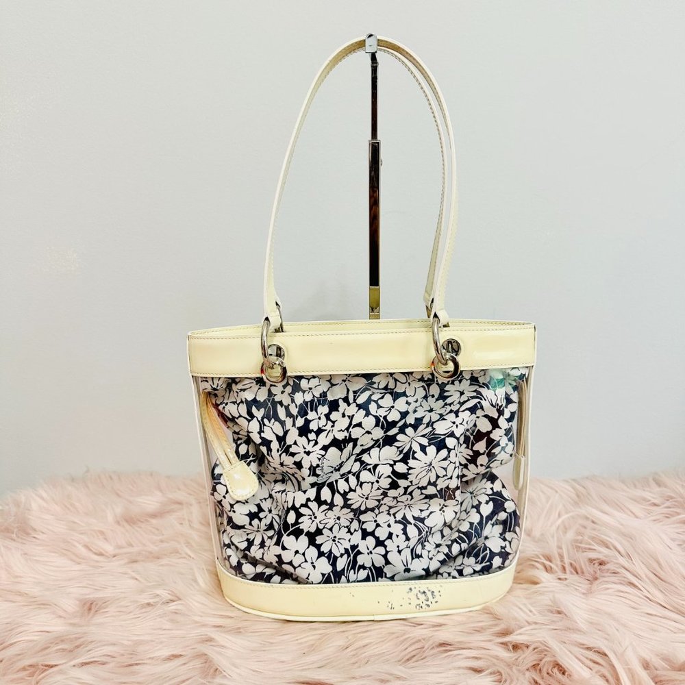 AUTHENTIC BURBERRY FLORAL VINYL AND PATENT LEATHER SHOULDER BAG VINTAGE - Picture 5 of 13